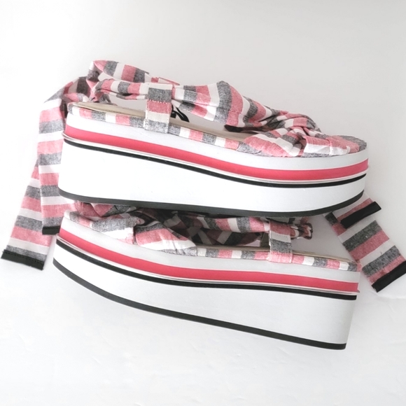 Zara Abierto Tac Tie Strap Platform Sandals. - Picture 6 of 11